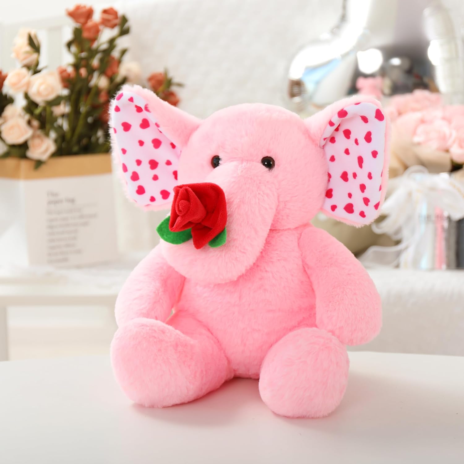 Elephant Plush Toy, Pink, 12 Inches