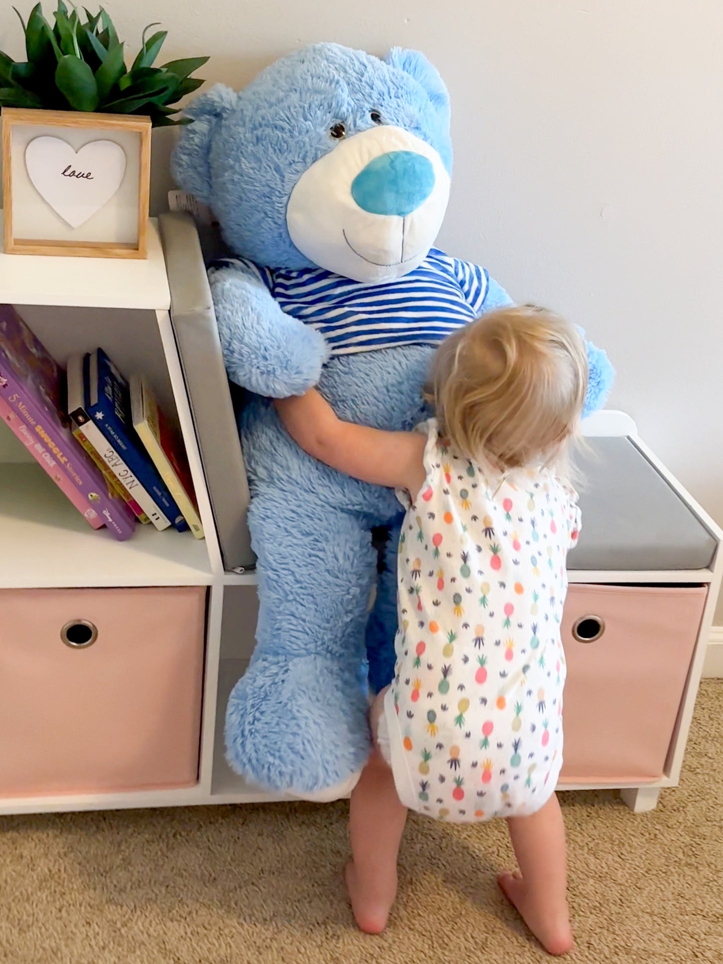 Giant Teddy Bear Plush Toy, Blue/Beige, 36 Inches - MorisMos Stuffed Animals