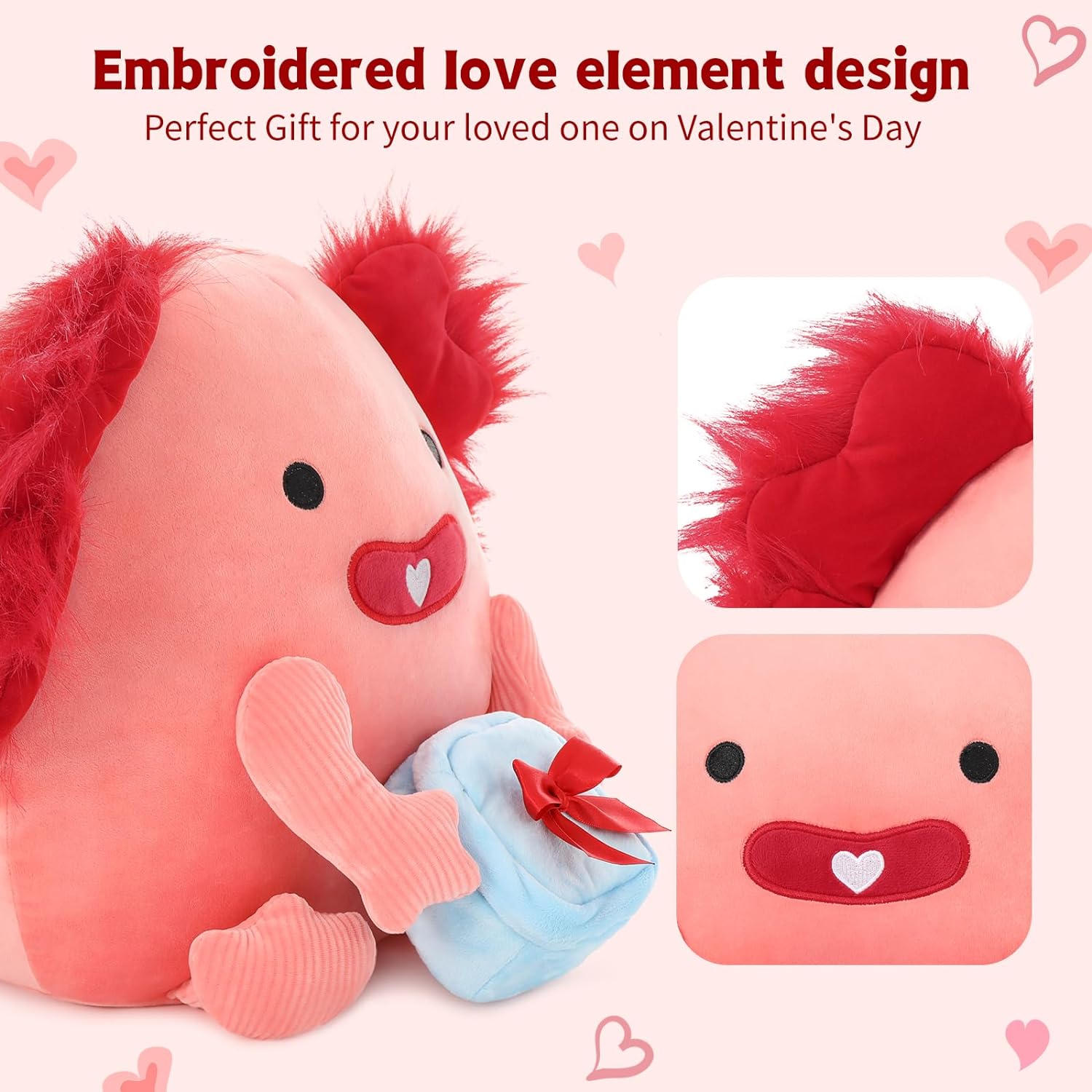 Valentine's Axolotl Plush Toy, 14 Inches