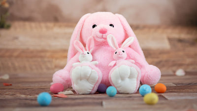 Easter Basket Decor Ideas - Add a cute bunny plush toy from MorisMos