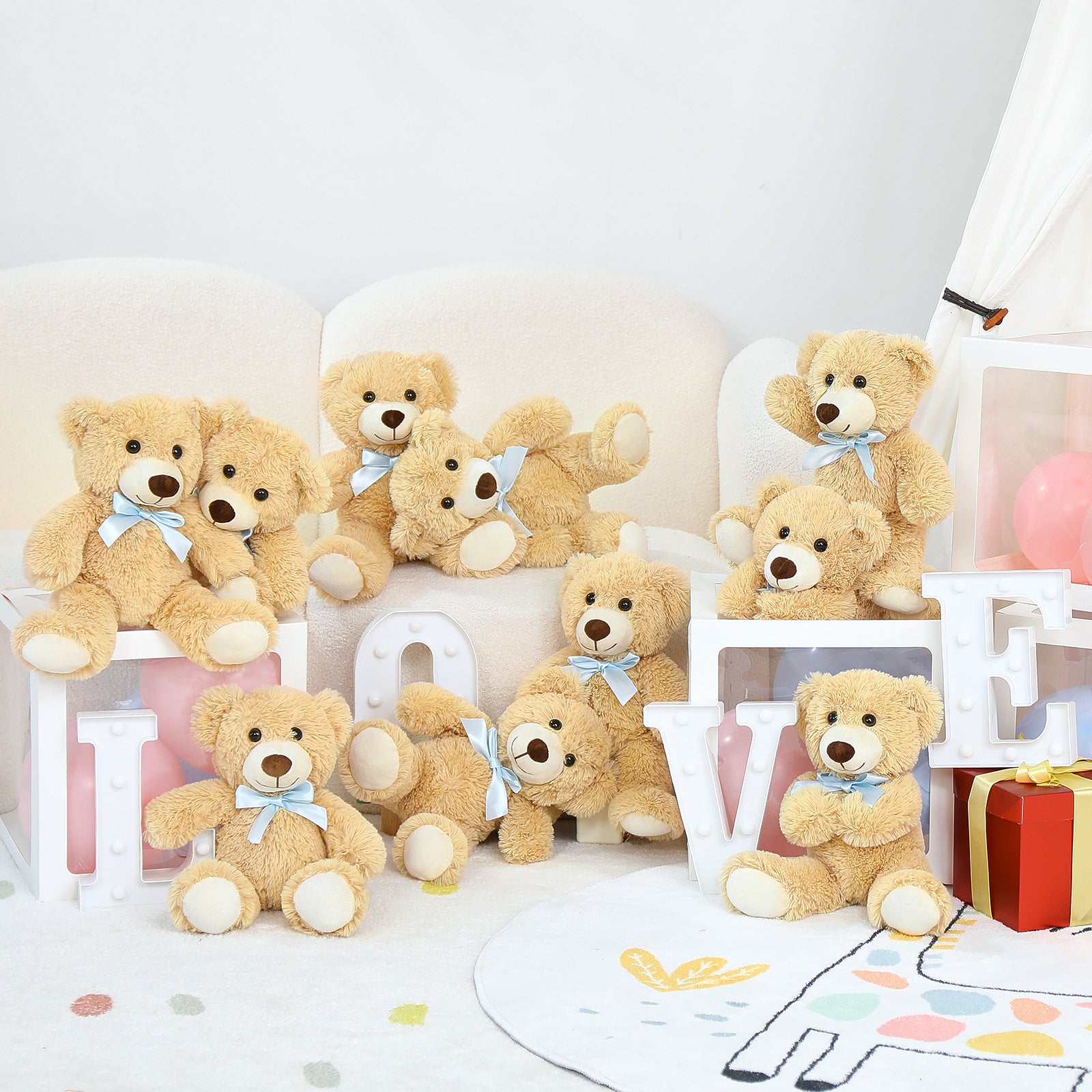 10 Pcs Teddy Bear Stuffed Animals Bulk, Light Brown, 14 Inches