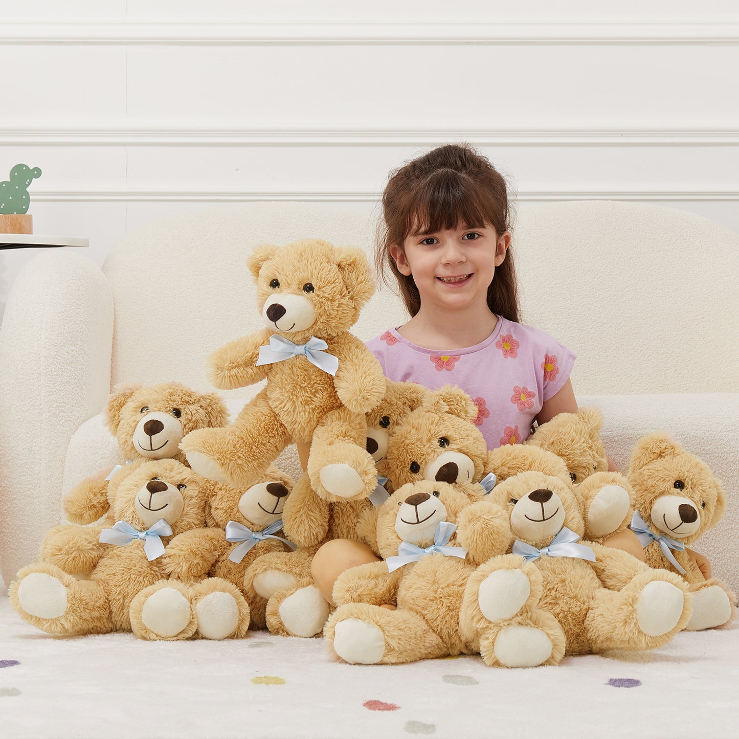 10 Pcs Teddy Bear Stuffed Animals Bulk, Light Brown, 14 Inches