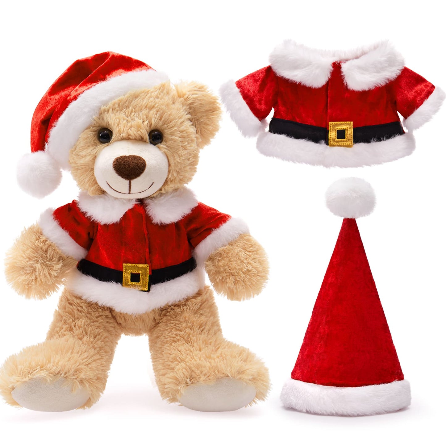 10 Piece Bulk Christmas Teddy Bear Plushies, 11 Inches