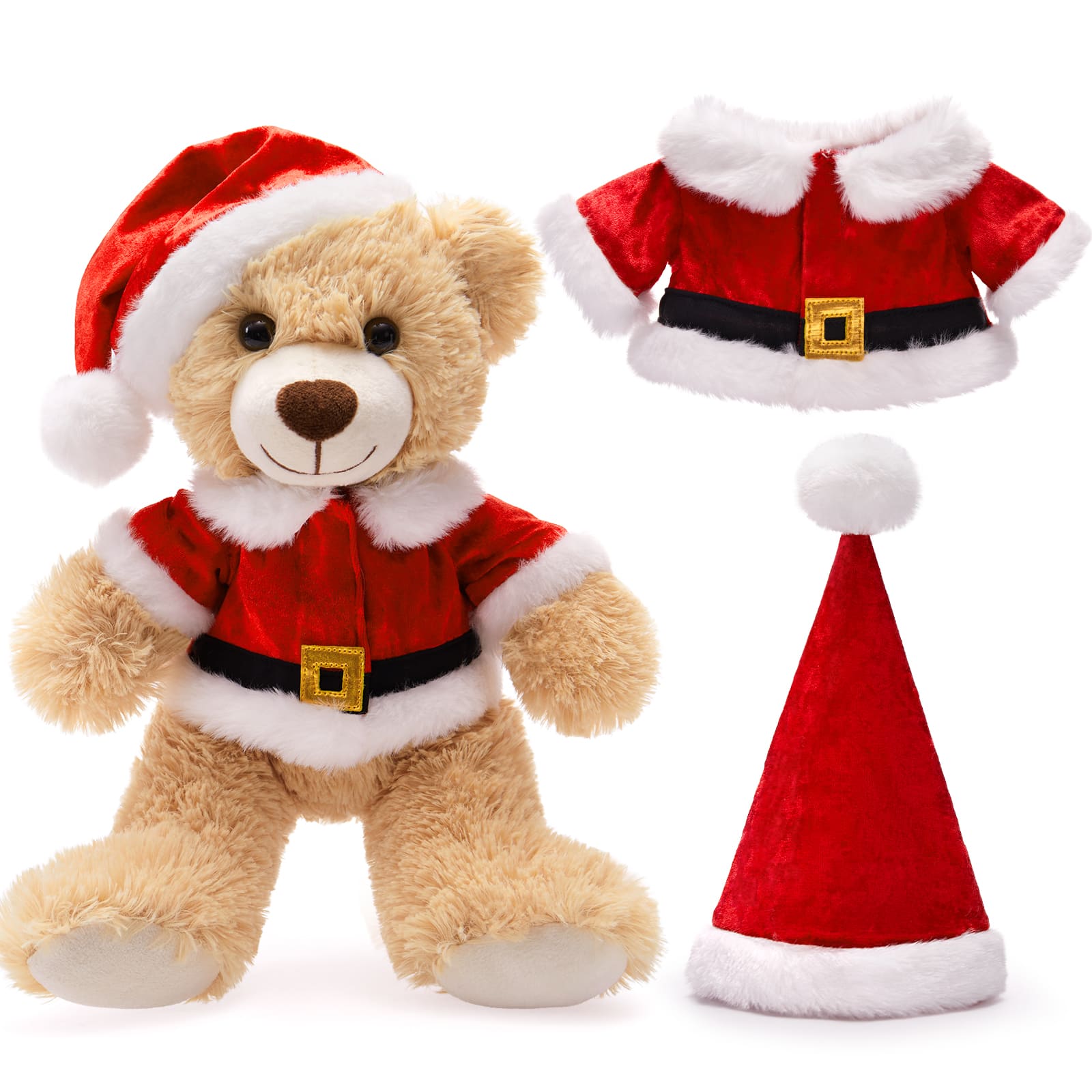 Ten Piece Bulk Christmas Teddy Bear Plushies, 11 Inches