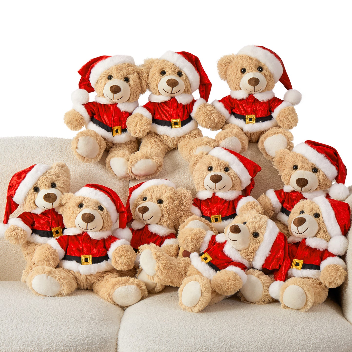 MorisMos Stuffed Animals - Ten Piece Bulk Christmas Teddy Bear Plushies, 11 Inches - Christmas Decorative Ornaments&Gifts - Free Shipping - Teddy Bear Theme Baby Shower Decorative Products