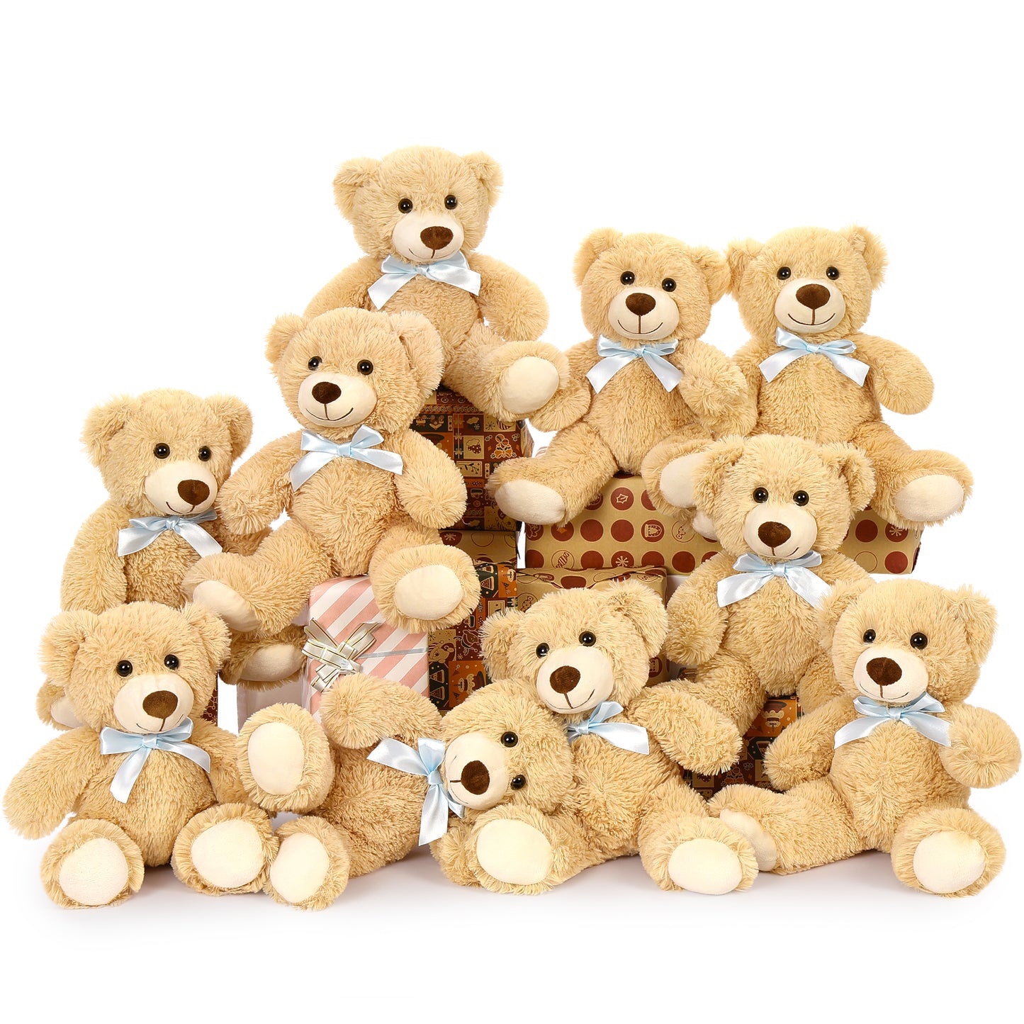 10 Pcs Teddy Bear Stuffed Animals Bulk, Light Brown, 14 Inches