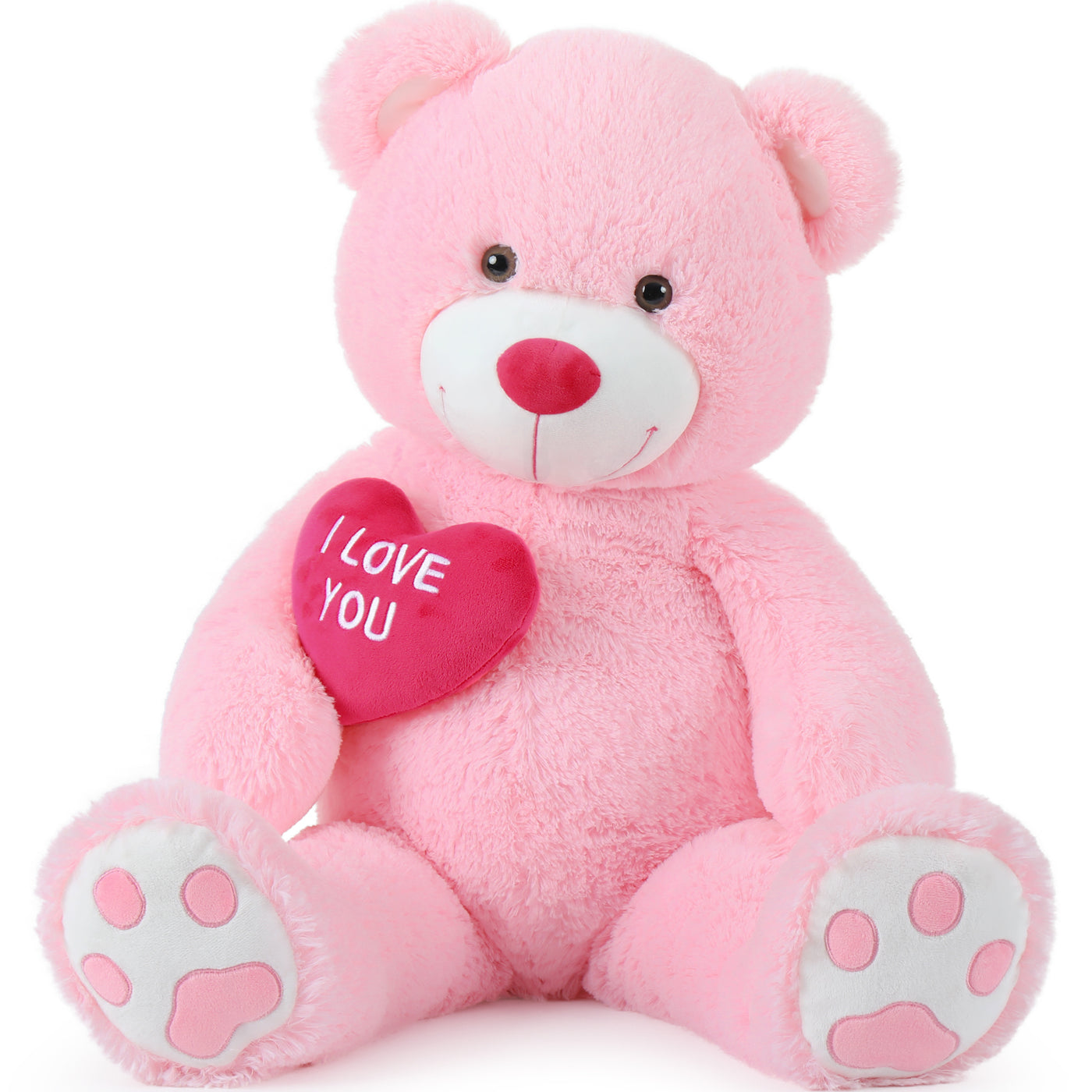 MaoGoLan Big Teddy Bear 4.3ft Stuffed Animal, I Love You Red Heart Giant Pink Teddy Bear Plush Toy, Large Stuffed Animal Gift for Girlfriend, Boyfriend, Kids