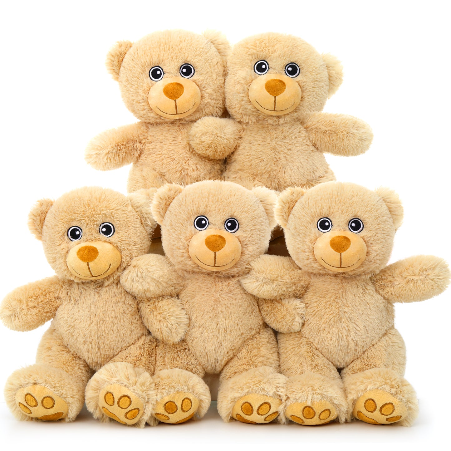 Teddy Bear Stuffed Animals Bulk - Valentine's Day Teddy Bear Plush Toys - Teddy Bear Theme Baby Shower Centerpieces - Cheap Bulk Wholesale Teddy Bear Plushies - Cute 14 Inches Small Teddy Bear Plush Dolls - Valentine's Day Gift for Girlfriend/Boyfriend - 5 Pcs Brown Stuffed Teddy Bears - Free Shipping