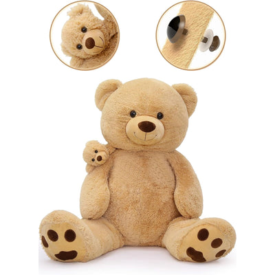 MorisMos Giant Plush Teddy Bear Stuffed Animals 4.3ft Soft Hug Big Teddy Bear, Mommy and Baby