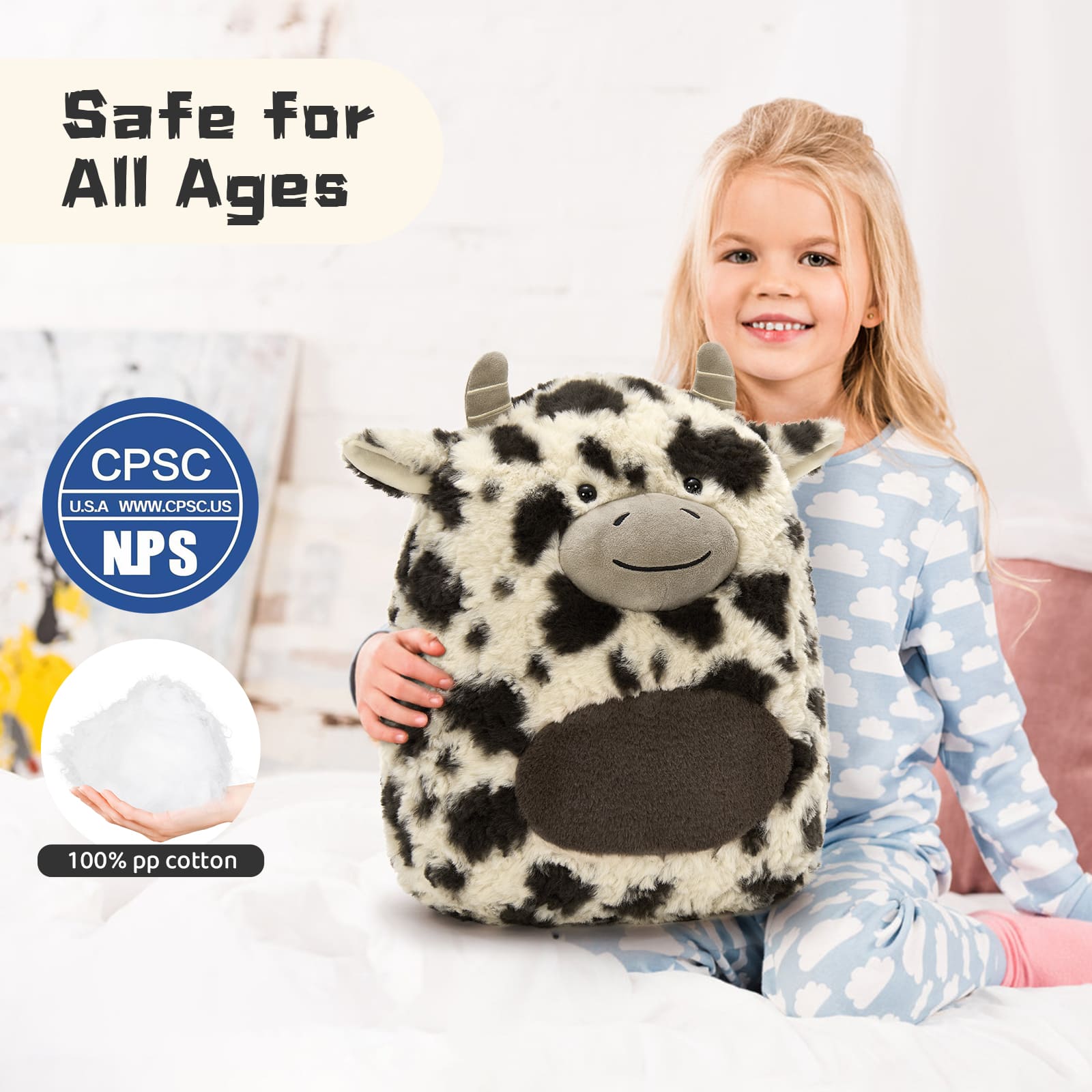 Cow Weighted Plush Pillows, 2.1Lbs, 13.7 Inches