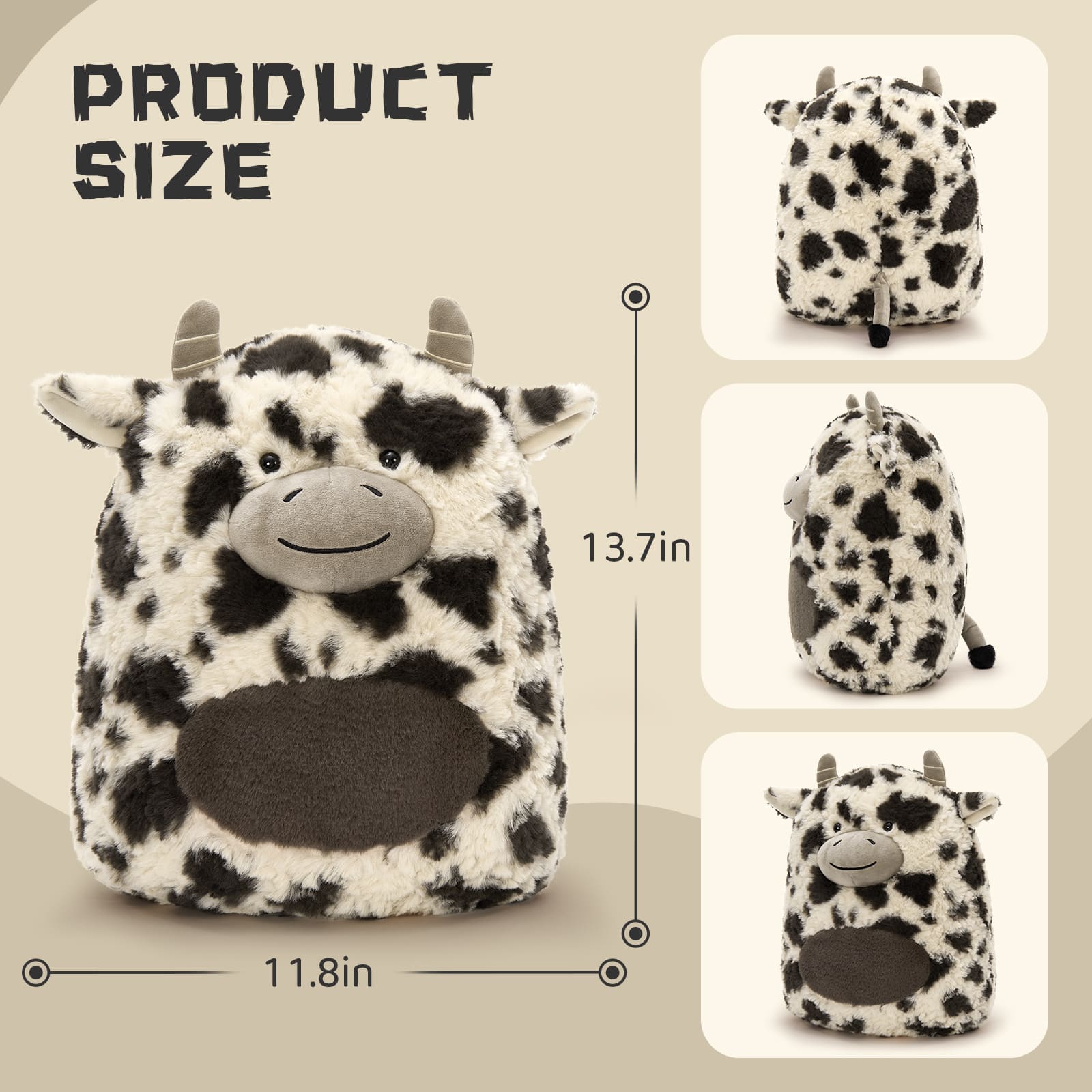 Cow Weighted Plush Pillows, 2.1Lbs, 13.7 Inches