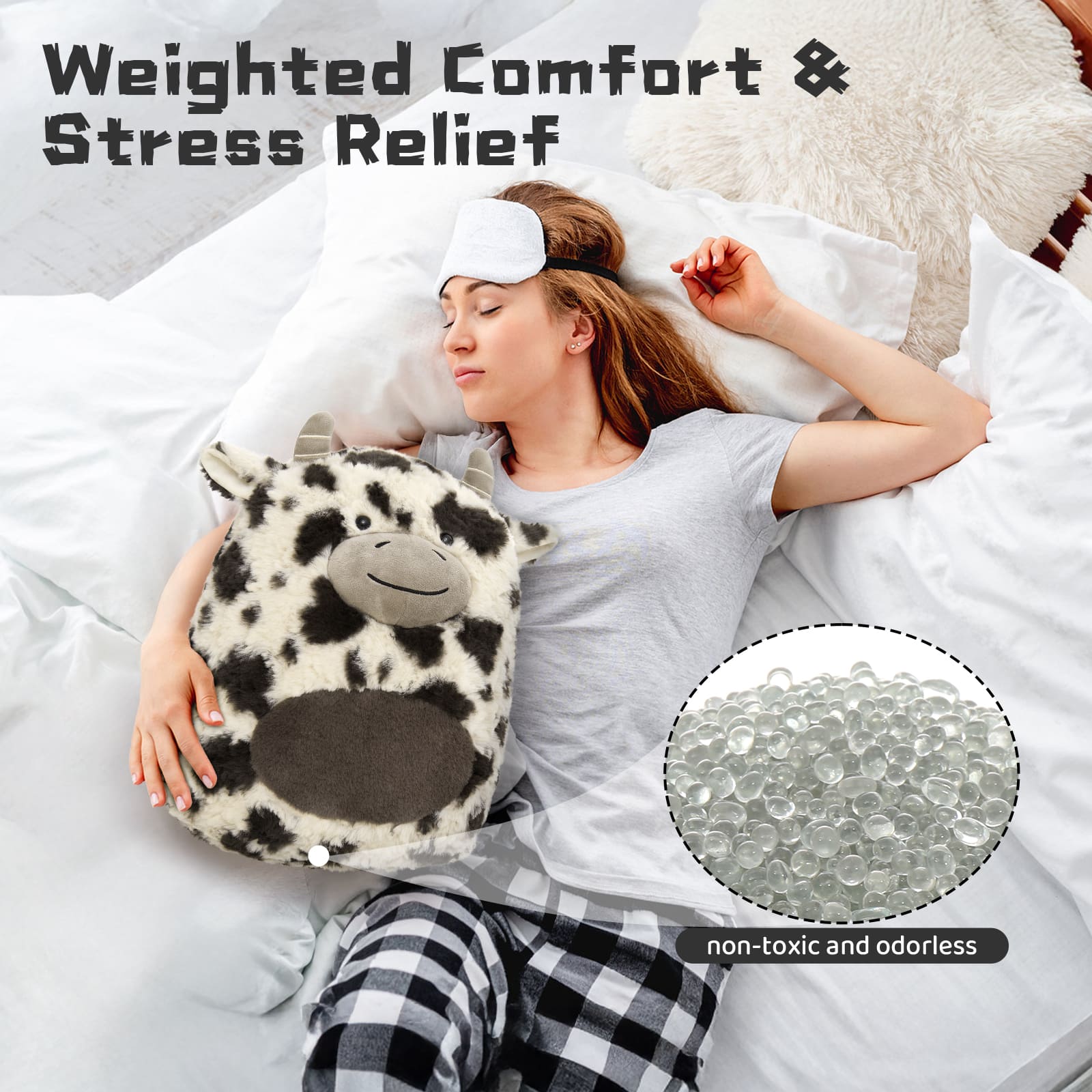 Cow Weighted Plush Pillows, 2.1Lbs, 13.7 Inches