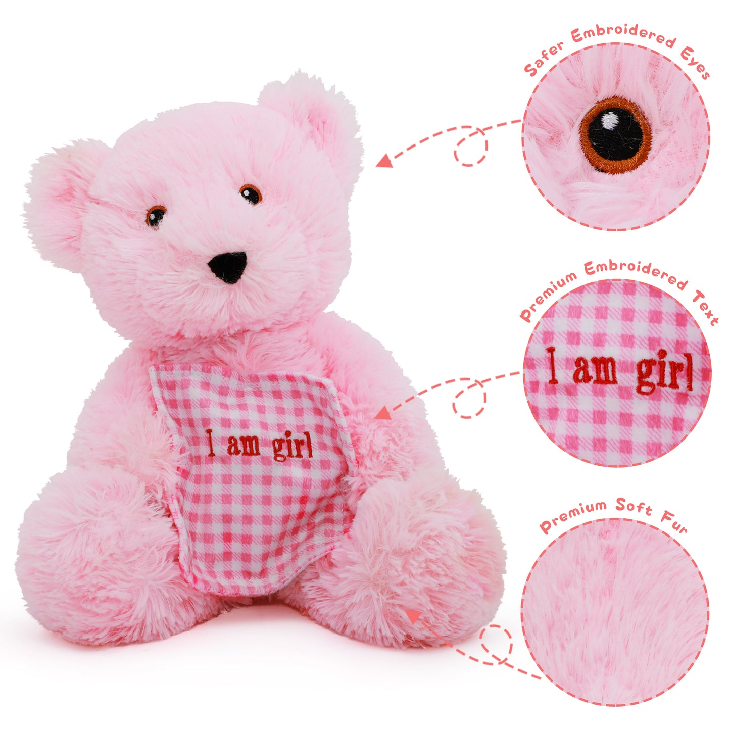 2 Pack Teddy Bear Plush Toy Set, Blue/Pink, 15.7 Inches