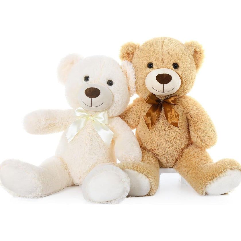 Paquet de 2 jouets en peluche ours en peluche, marron clair/beige, 22 pouces
