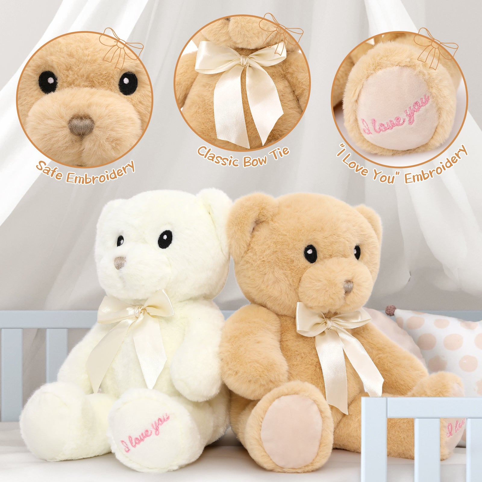 2 Packs of Teddy Bear Stuffed Animal Toy Set, 12 Inches