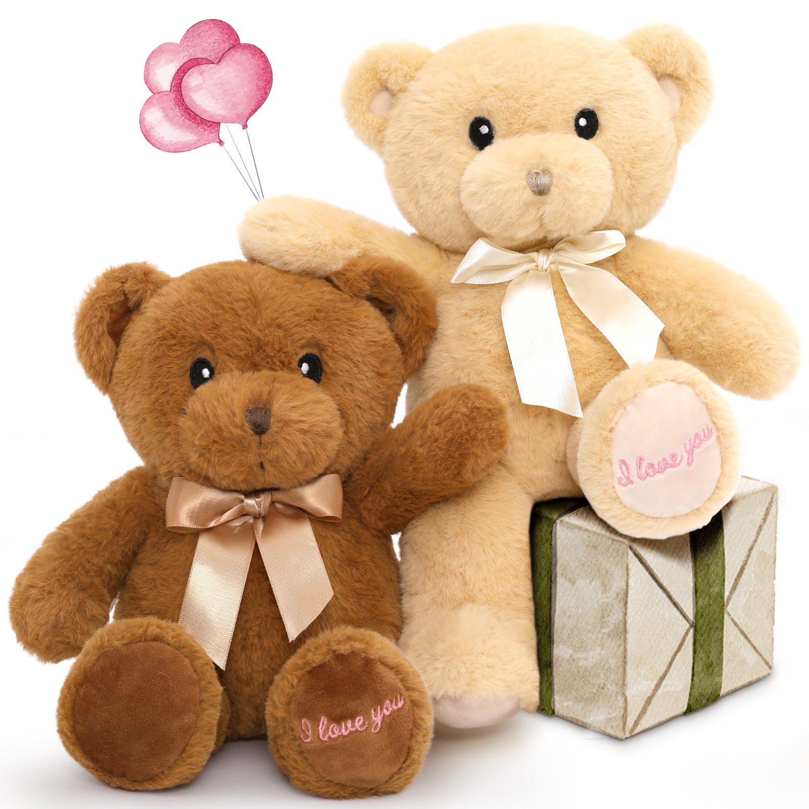 2 Packs of Teddy Bear Stuffed Animal Toy Set, 12 Inches