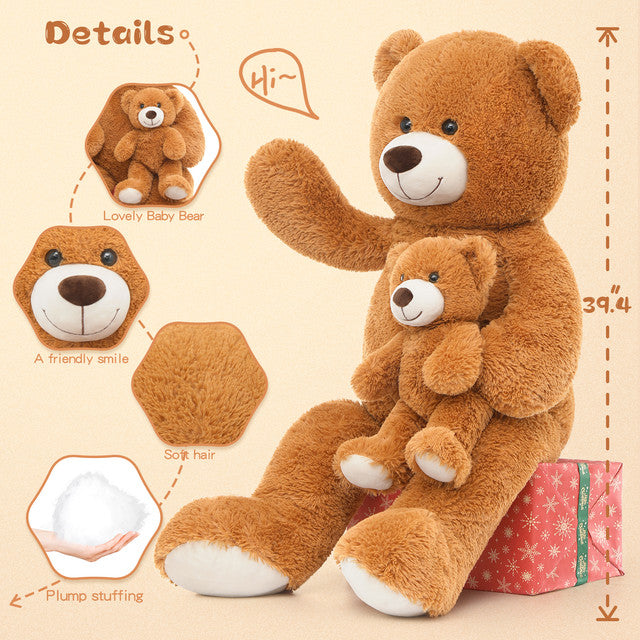 MorisMos Giant Teddy Bear Mommy and Baby Soft Plush Bear Stuffed Animal, 39 Inches