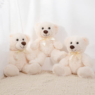 3 Piece Teddy Bear Plushies, Beige, 13.8 Inches - MorisMos Stuffed Animals