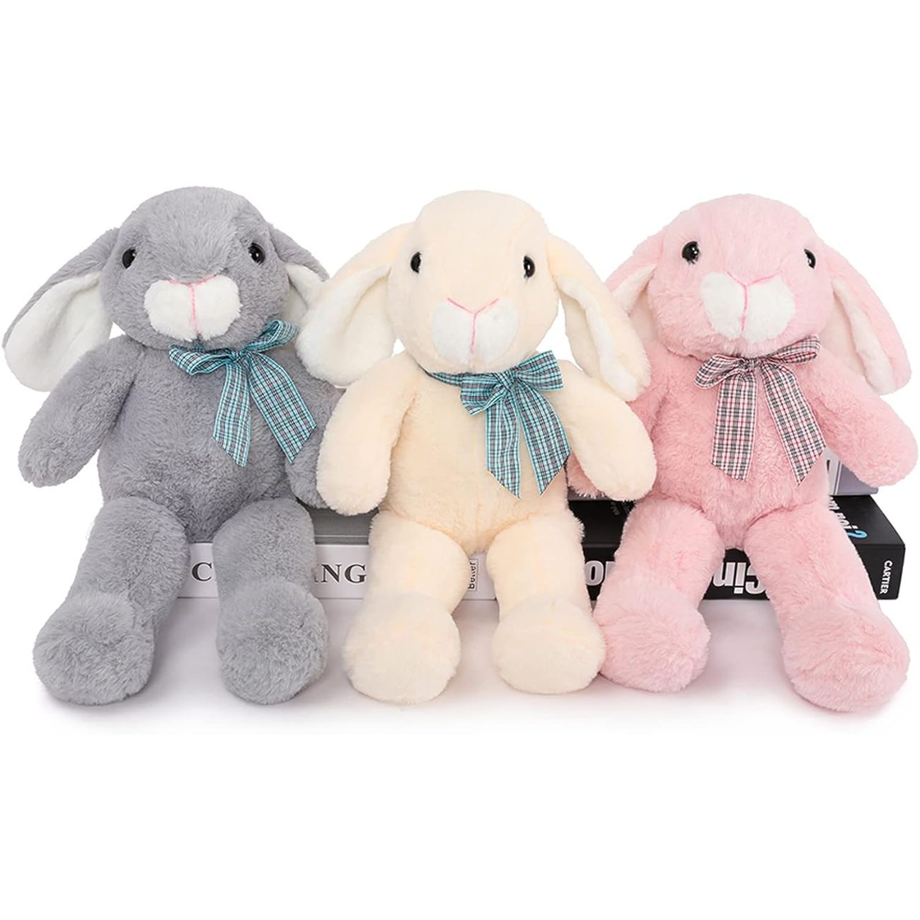 3 Pack Bunny Stuffed Animals Bulk - Easter Rabbit Plush Toys 14 Inches - Easter Gift for Kids - Cute Bunny Centerpiece Decorations - Christmas/Birthday/Thanksgiving/Baby Shower Gift Ideas