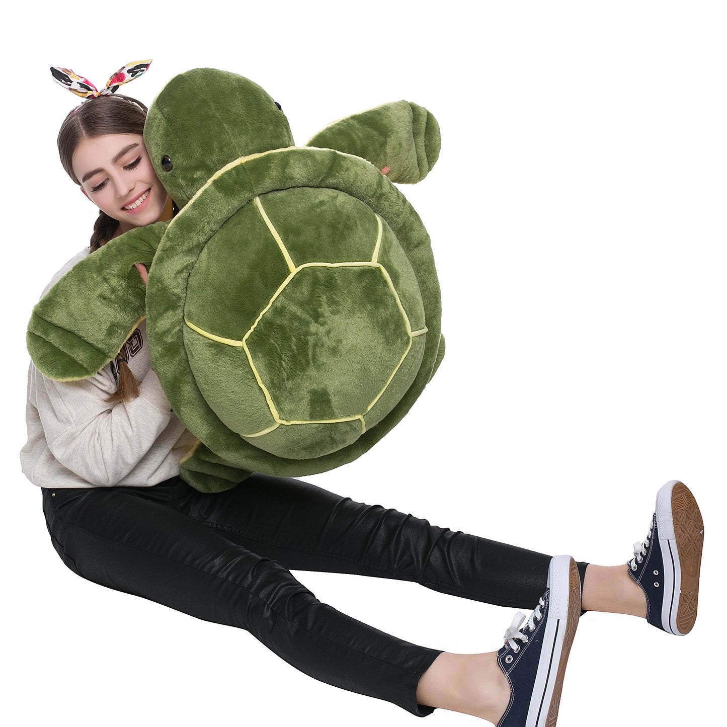 Jouet en peluche tortue de mer géante, vert, 25"/33''