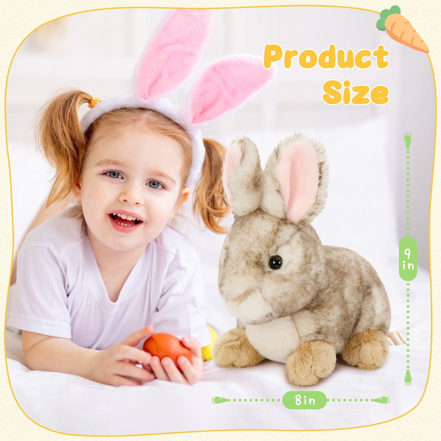 4 Pcs Easter Bunny Plush Toy Assortment - 9 Inches Kawaii Stuffed Bunny Toys - Easter Basket Decoration Ideas - Easter Gift for Children - Party Favors