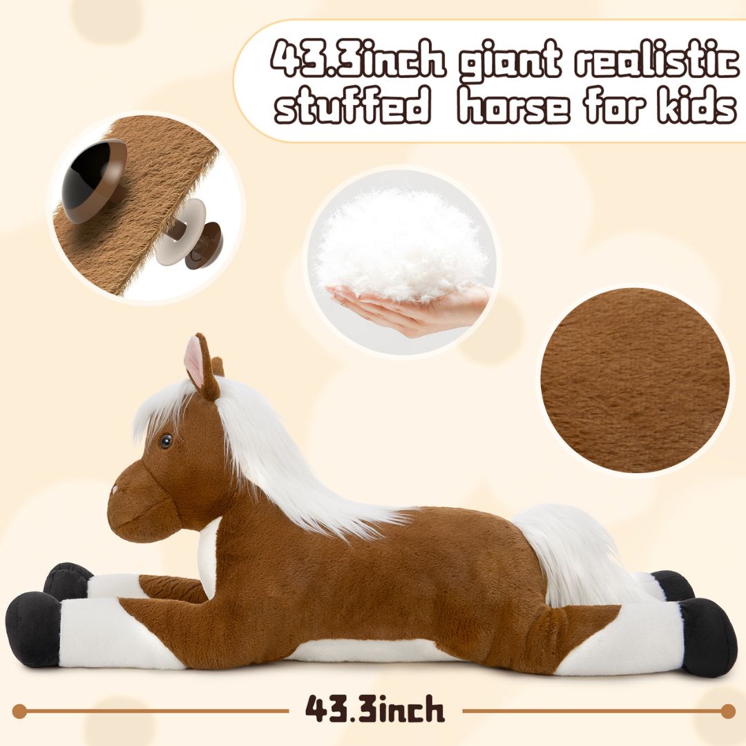 Horse Stuffed Animals Pony Plush Toys, Brown, 43 Inches