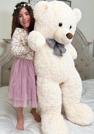 MaoGoLan Ours en peluche géant de 4 pieds, ours en peluche, taille réelle, pour fête prénatale, pour petite amie, petit ami, épouse, enfants 