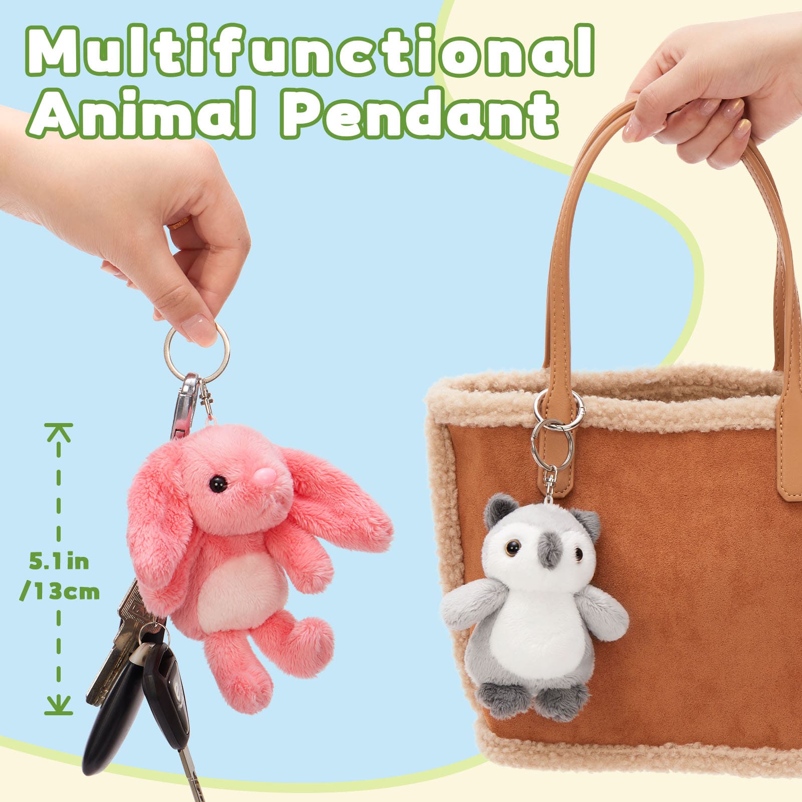 Mini Bulk Plush Keychains Animal Plush Toy Assortment, 5 Inches