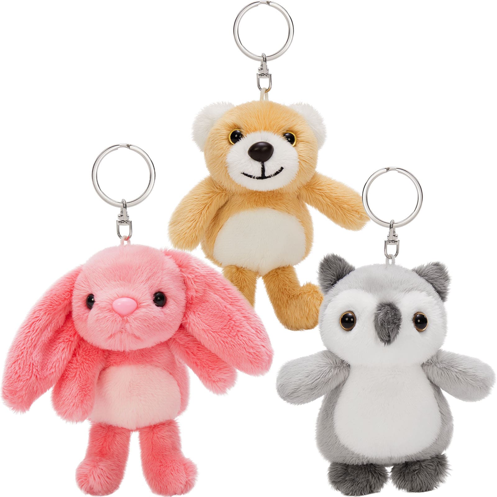 Mini Bulk Plush Keychains Animal Plush Toy Assortment, 5 Inches