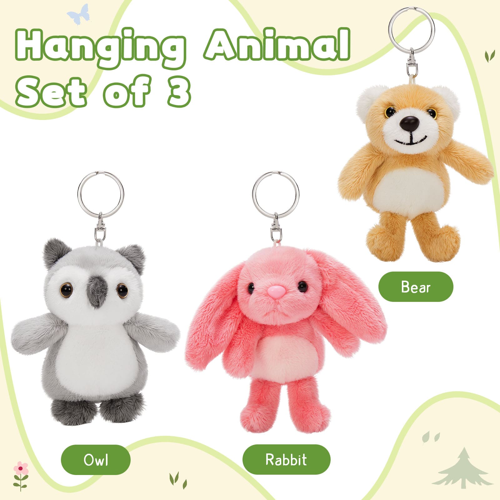 Mini Bulk Plush Keychains Animal Plush Toy Assortment, 5 Inches