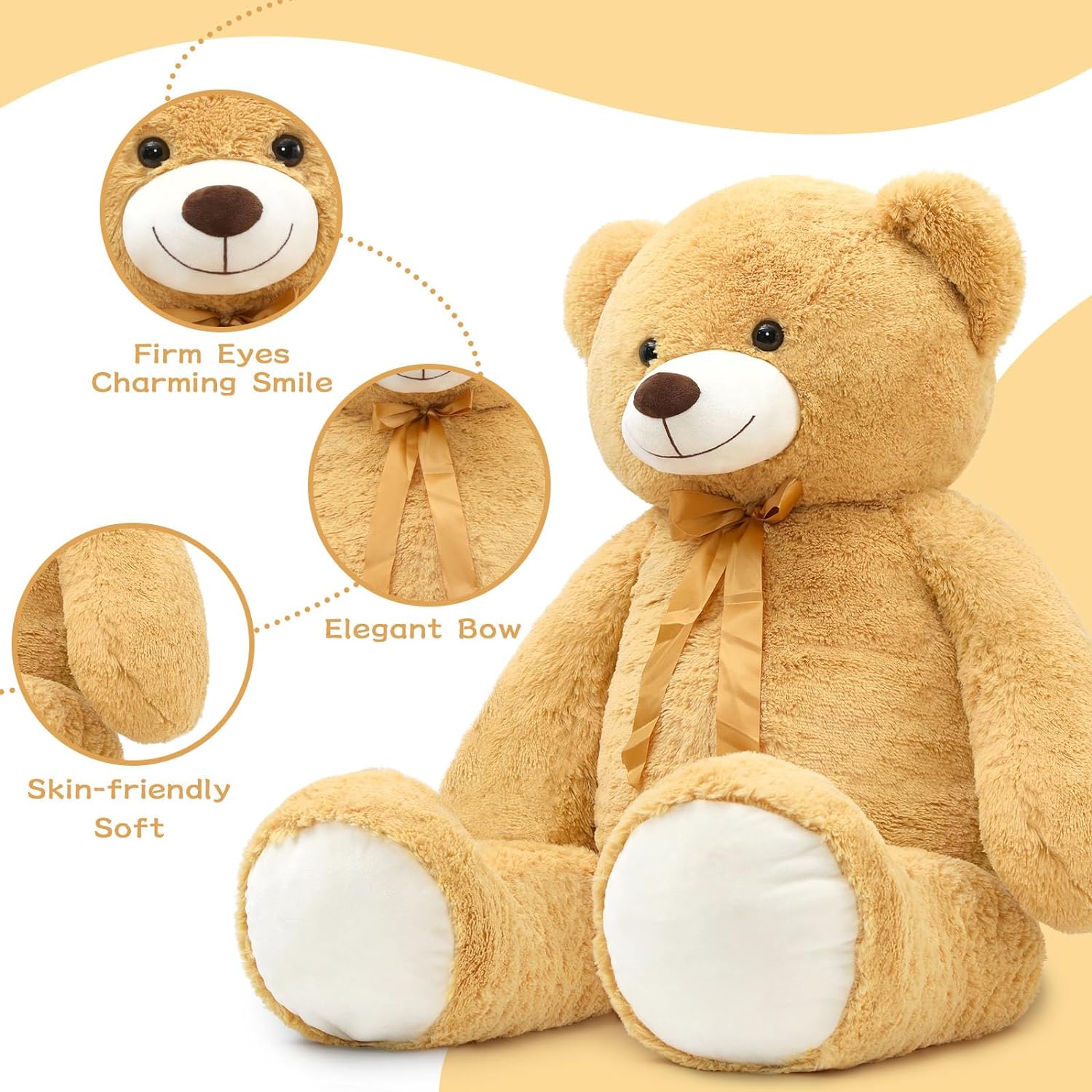 Giant Teddy Bear Plush Toy, Multicolor, 52 Inches