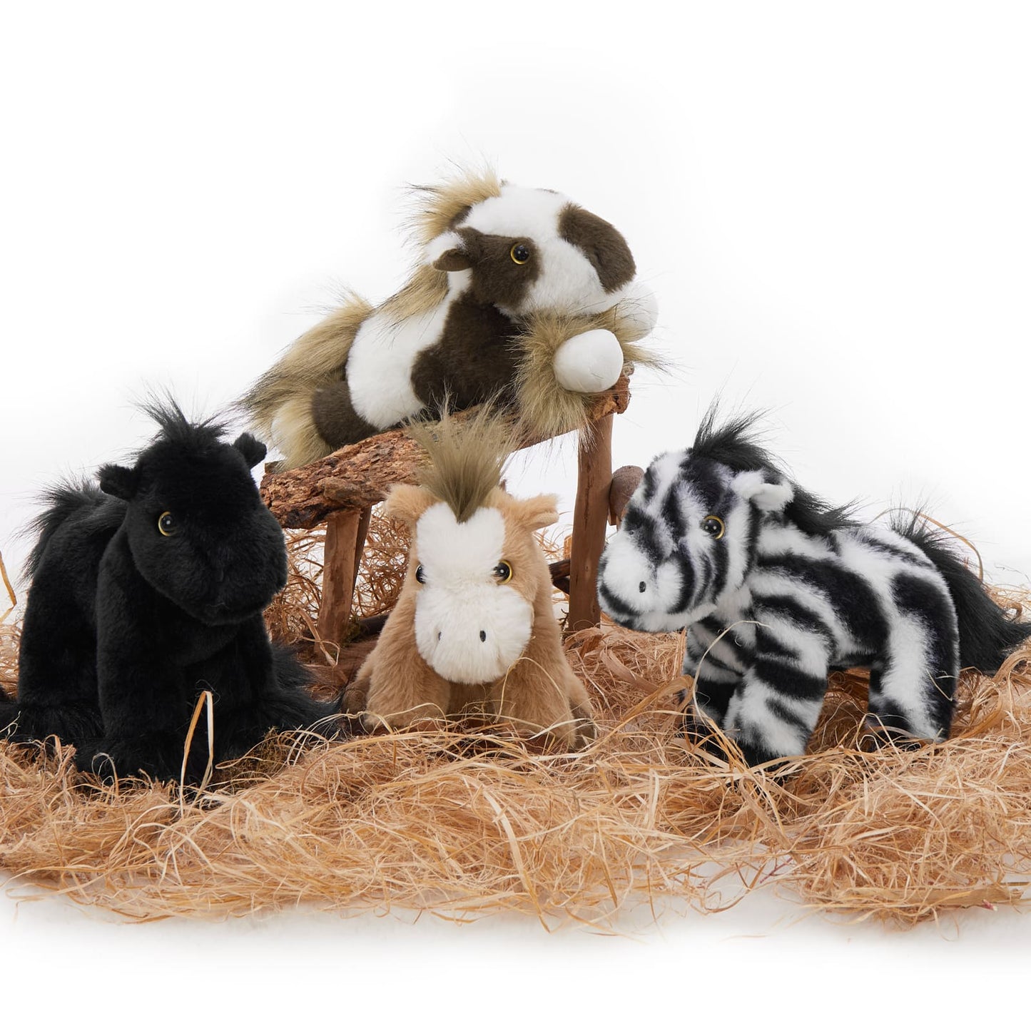 4 Pcs 6 Inches Horse Stuffed Animals - Cute Pony Plush Toy Set - Farm Souvenirs Gifts for Girls Boys