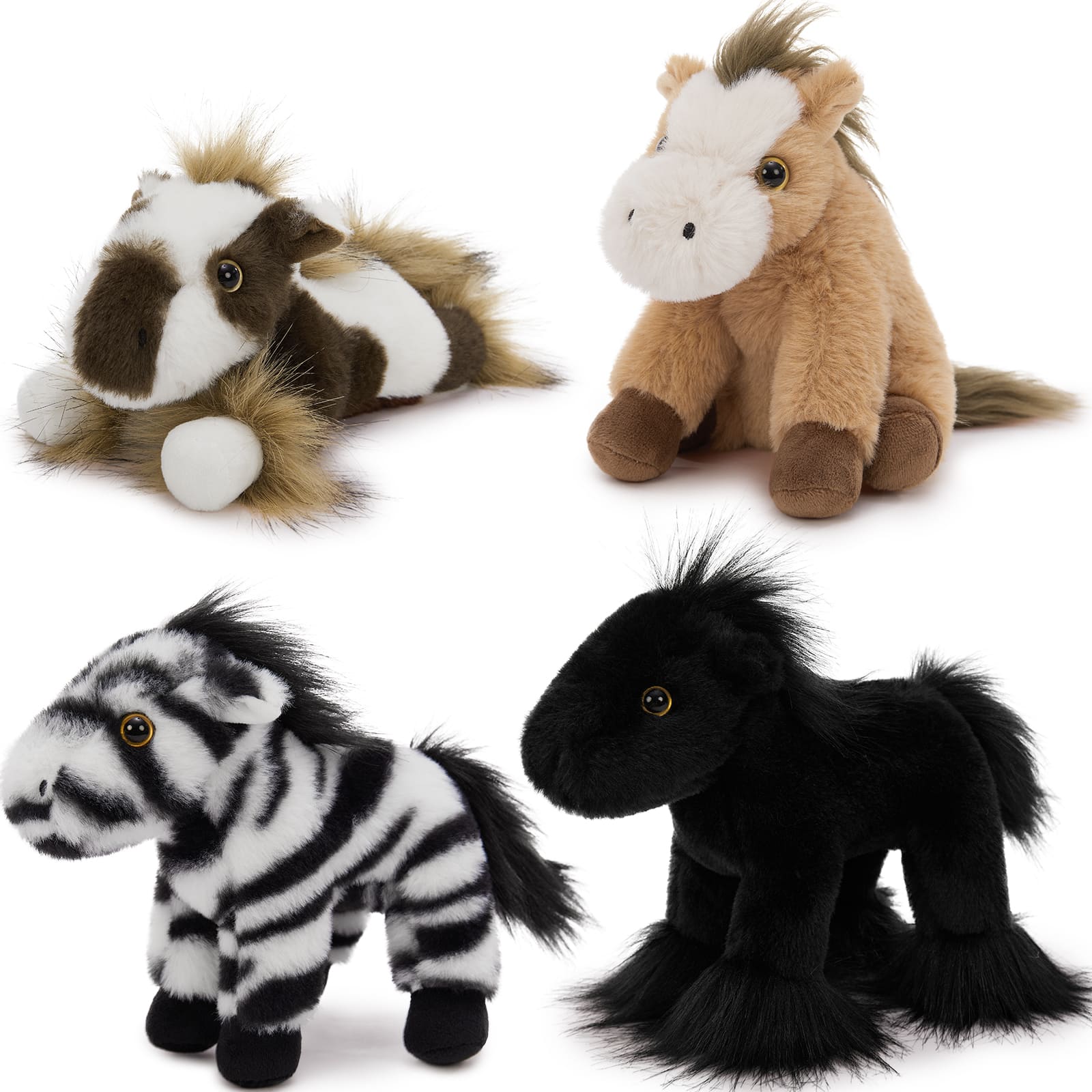4 Pcs Bulk Horse Stuffed Animals Pony Plush Toys, 6 Inches