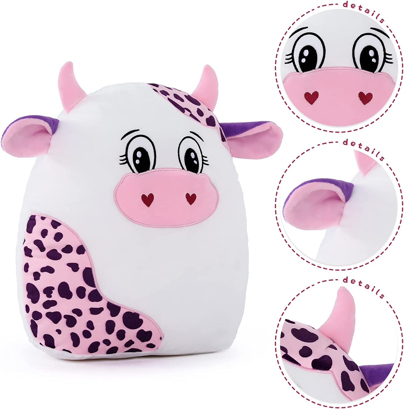 Cow Plush Toy Throw Pillow, 14 Inches