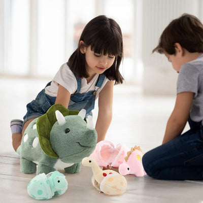 17,6-Zoll-Plüsch-Dinosaurier-Kuscheltiere, ein Mama-Dinosaurier mit 3 Babys