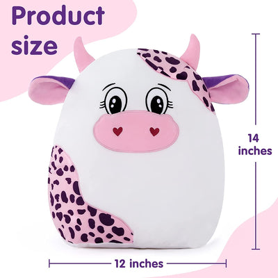 Cow Plush Toy Throw Pillow, 14 Inches