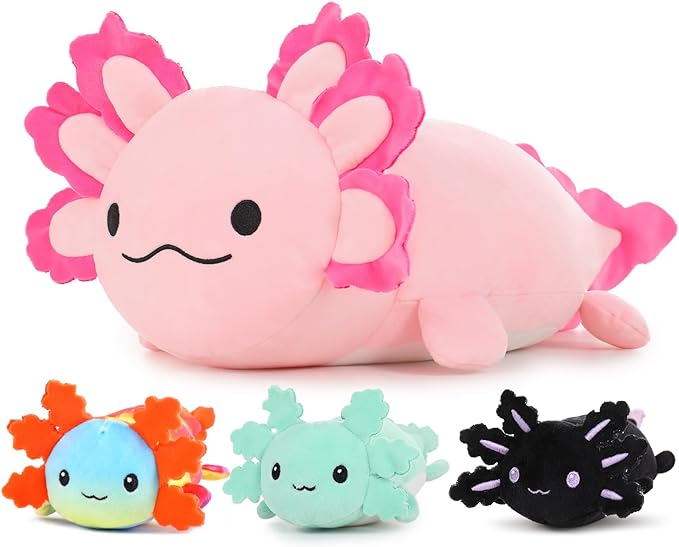 4Pcs Giant Axolotl Plush with 3 Babies Inside-23.5"