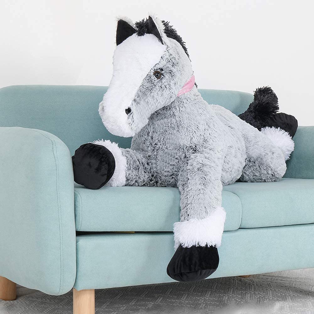 Giant Horse Stuffed Toy, Grey/Brown/Dark Brown, 35/47 Inches