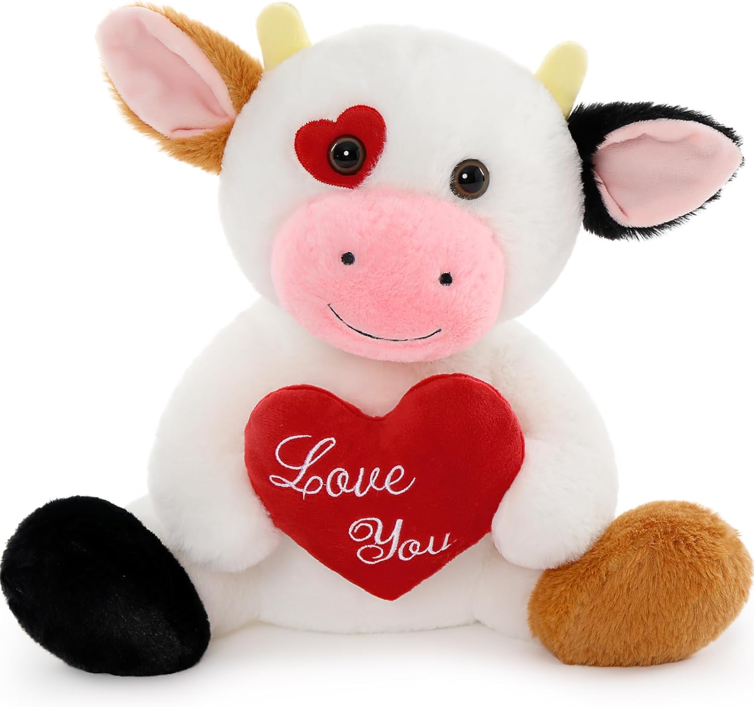 Cow Stuffed Animal, Valentines Day Plush Toy with Love You