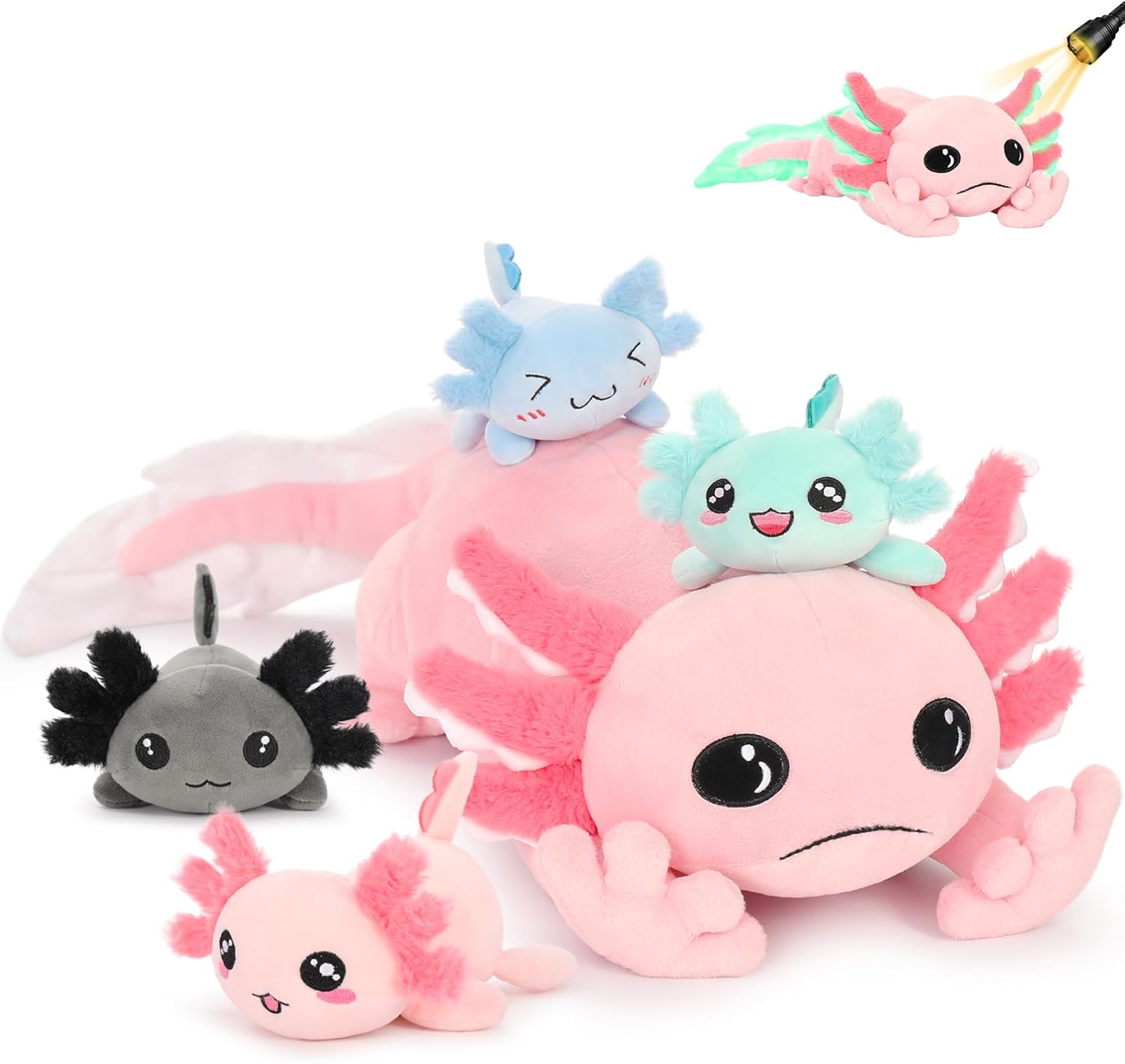 5 Pcs Axolotl Plush Stuffed Animal with 4 Babies Axolotl Toys Inside