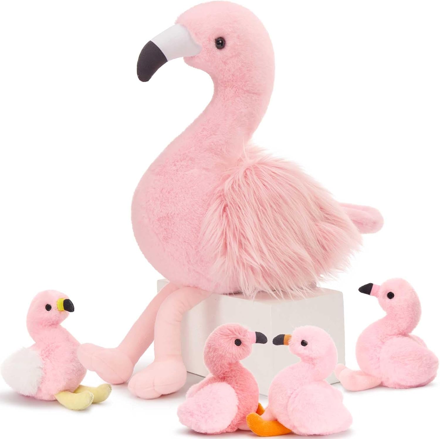 5 Pcs Flamingo Stuffed Animal 18'' Flamingo Plush with 4 Babies