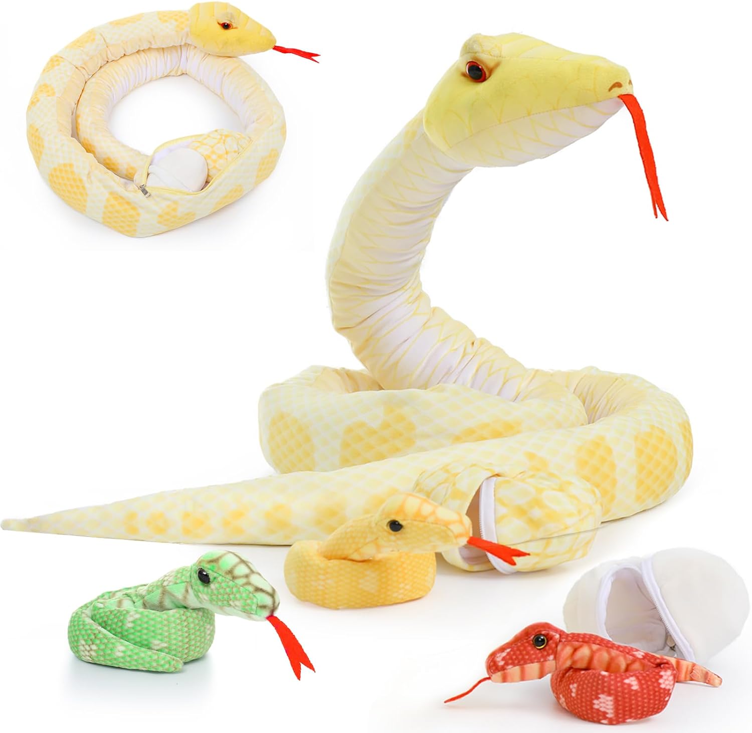 Giant Realistic Snake Stuffed Animal, Large 79 Inch Long Yellow Boa Constrictor Plush Toy