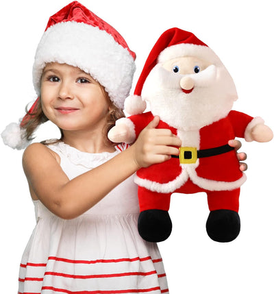 Jouet en peluche en forme d'animal en peluche du Père Noël - Père Noël de 15 pouces avec chapeau de Père Noël