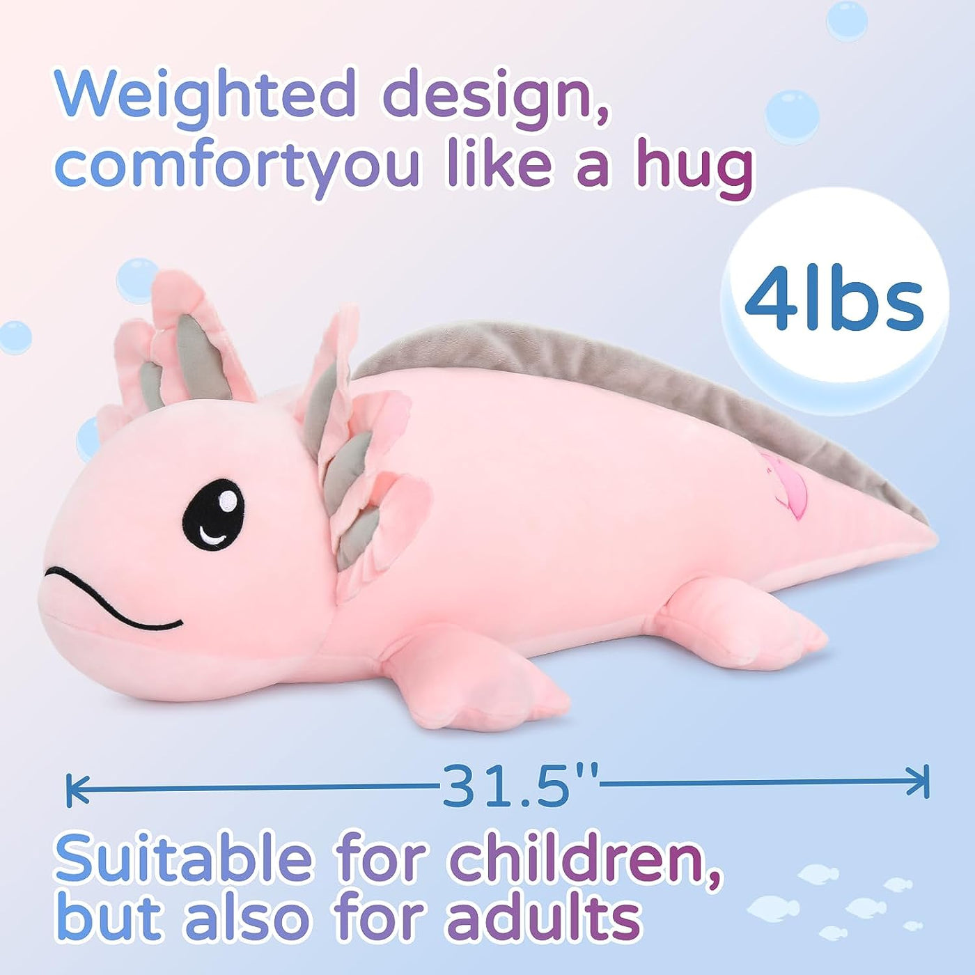 Weighted Axolotl Stuffed Animal Toy, 31.5 Inches