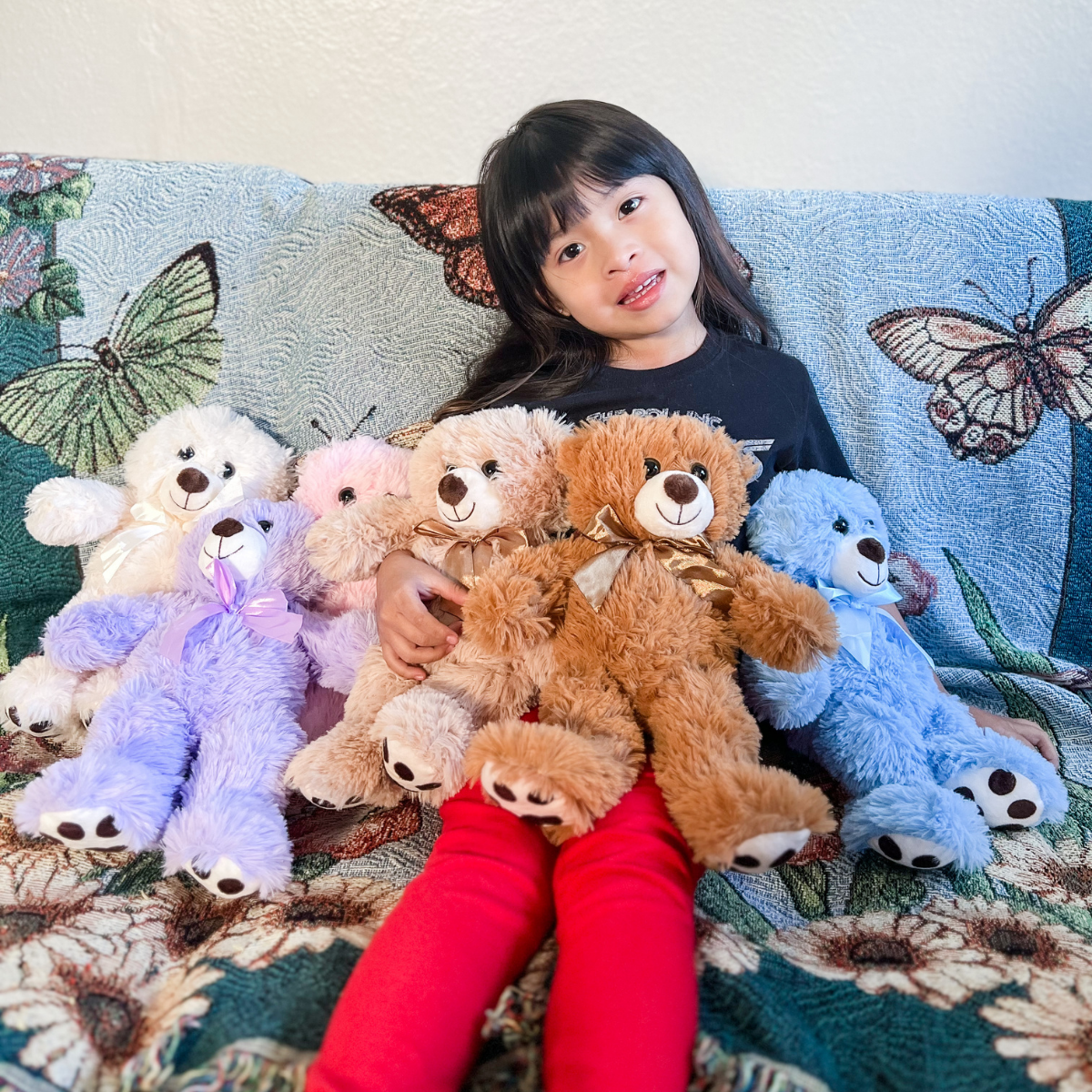 7-teiliges Teddybär-Stoffspielzeug, sieben Farben, 13,8 Zoll