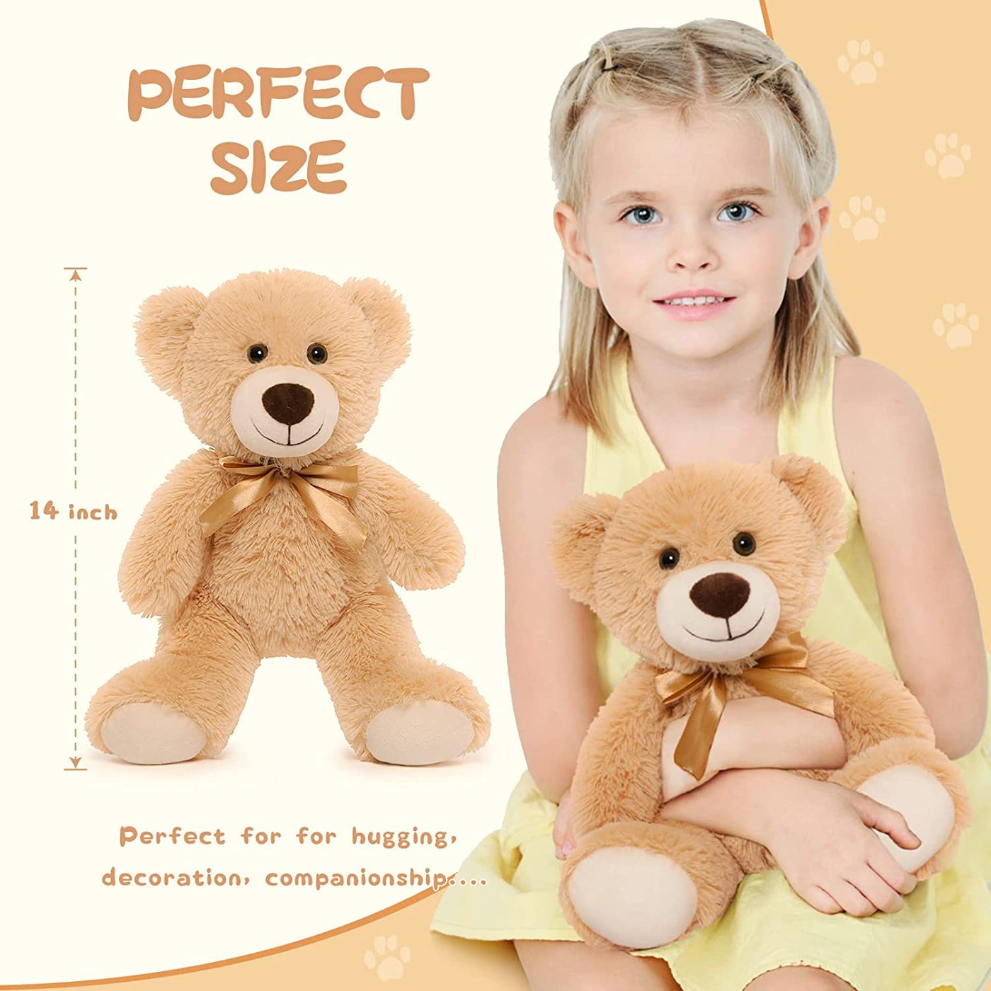 7-Piece Teddy Bear Stuffed Toys, Seven Colors, 13.8 Inches - MorisMos Stuffed Animals