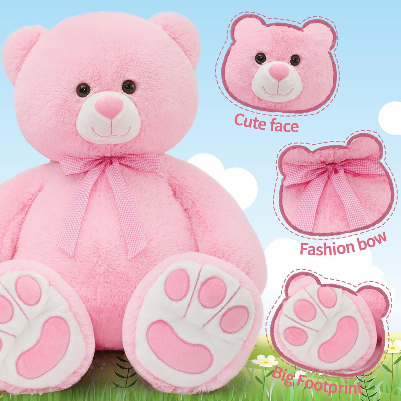 Giant Teddy Bear Plush Toy 55in/ 4.6 Feet Large Stuffed Animal Big Bear