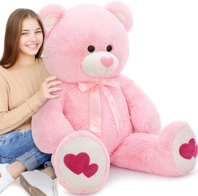MaoGoLan 4ft Big Teddy Bear with Love Footprints 47"Giant Bear Plush Toys