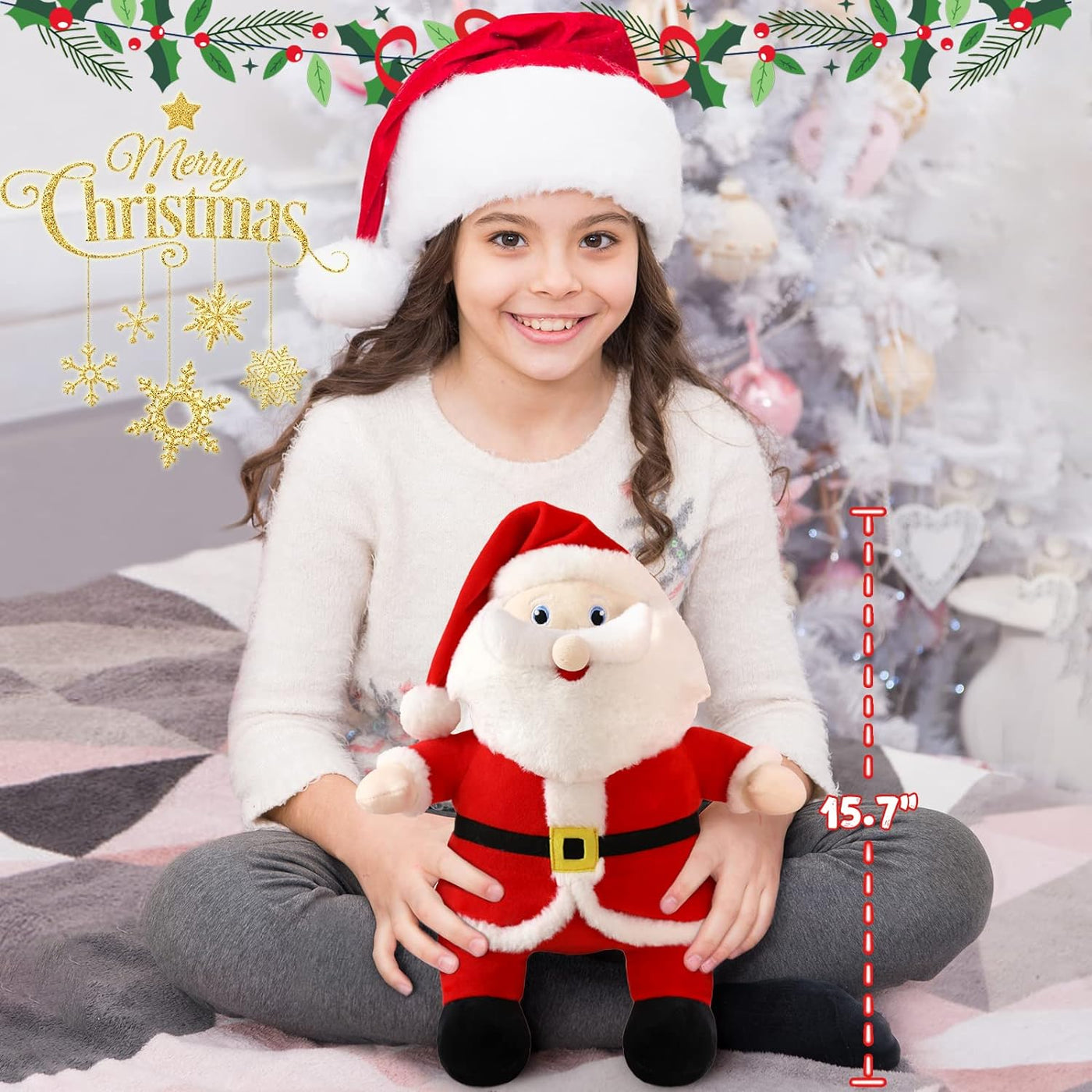 Santa Claus Stuffed Animal Plush Toy -15 Inch Christmas Santa Clause with Santa Hat