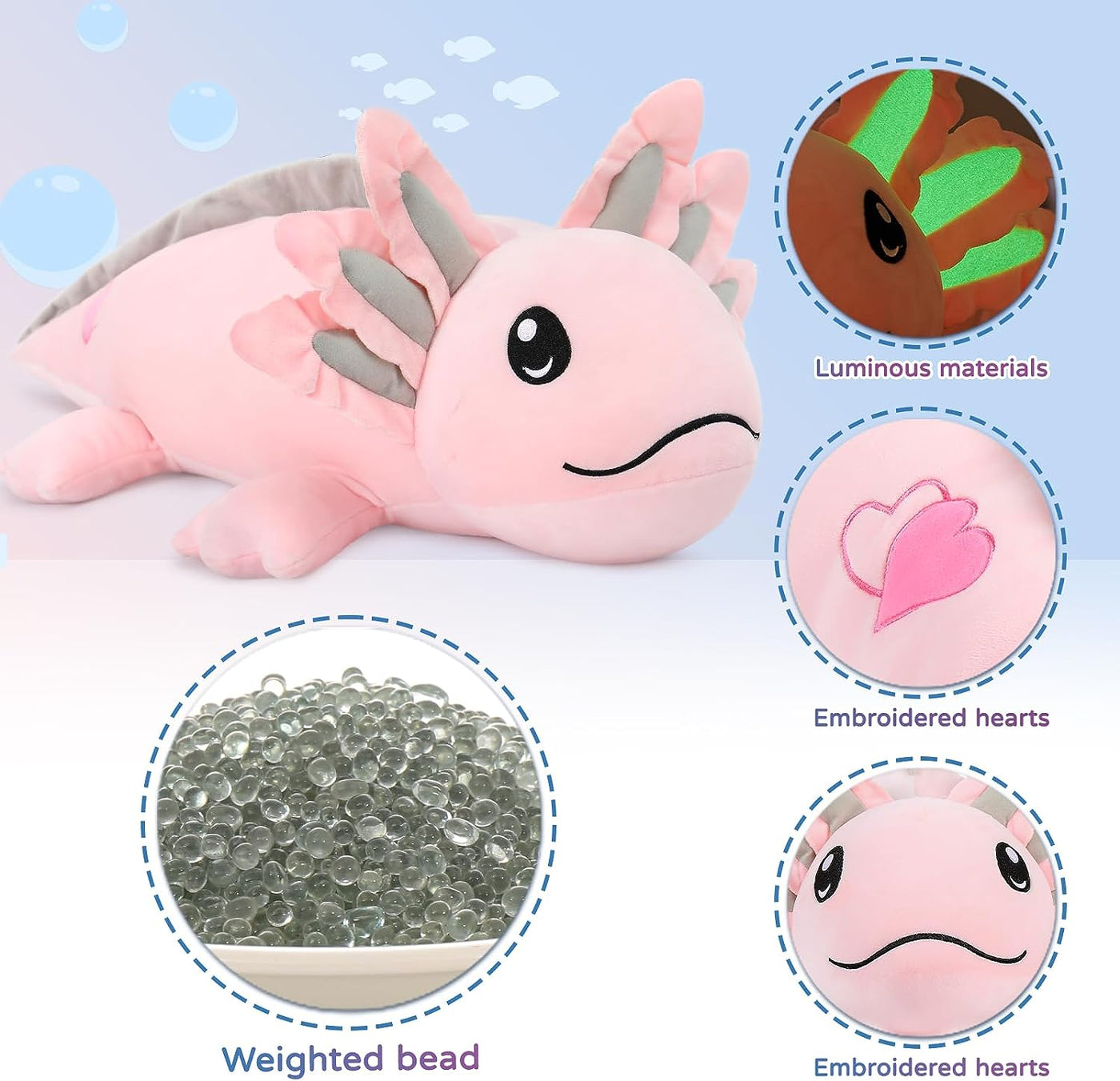 Gewichtetes Axolotl-Stofftierspielzeug, 31,5 Zoll